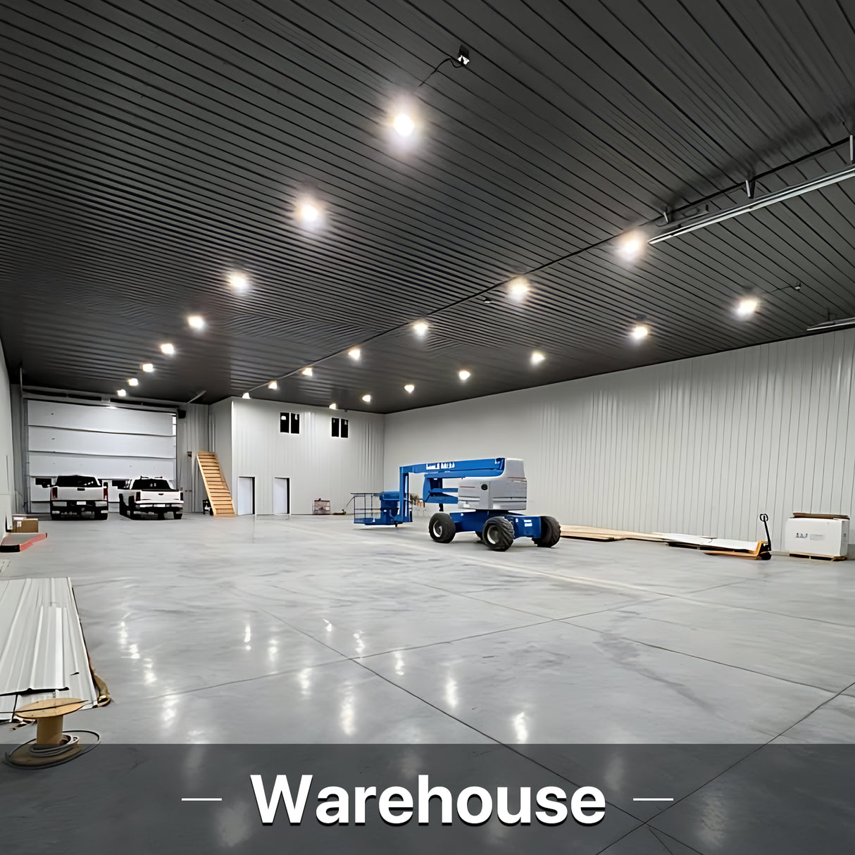 Warehouse lit with Hyperlite LED high bay lights