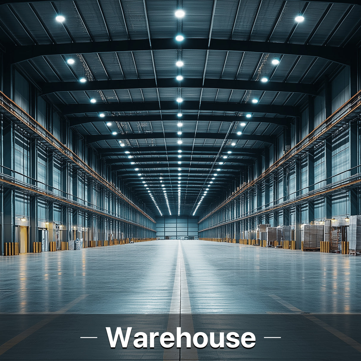 Warehouse illuminated by HYPERLITE LED High Bay Lights