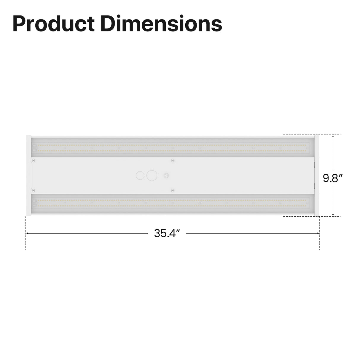 Linear High Bay LED Light Dimensions - 35.4" x 9.8"