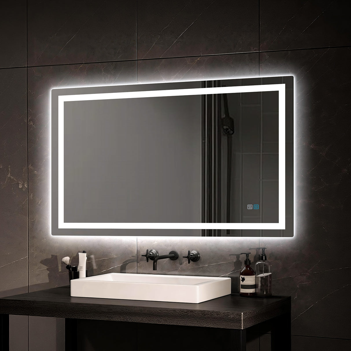 LED Bathroom Mirror, Anti-Fog, Dimmable, Backlit + Front Lit, Memory Function
