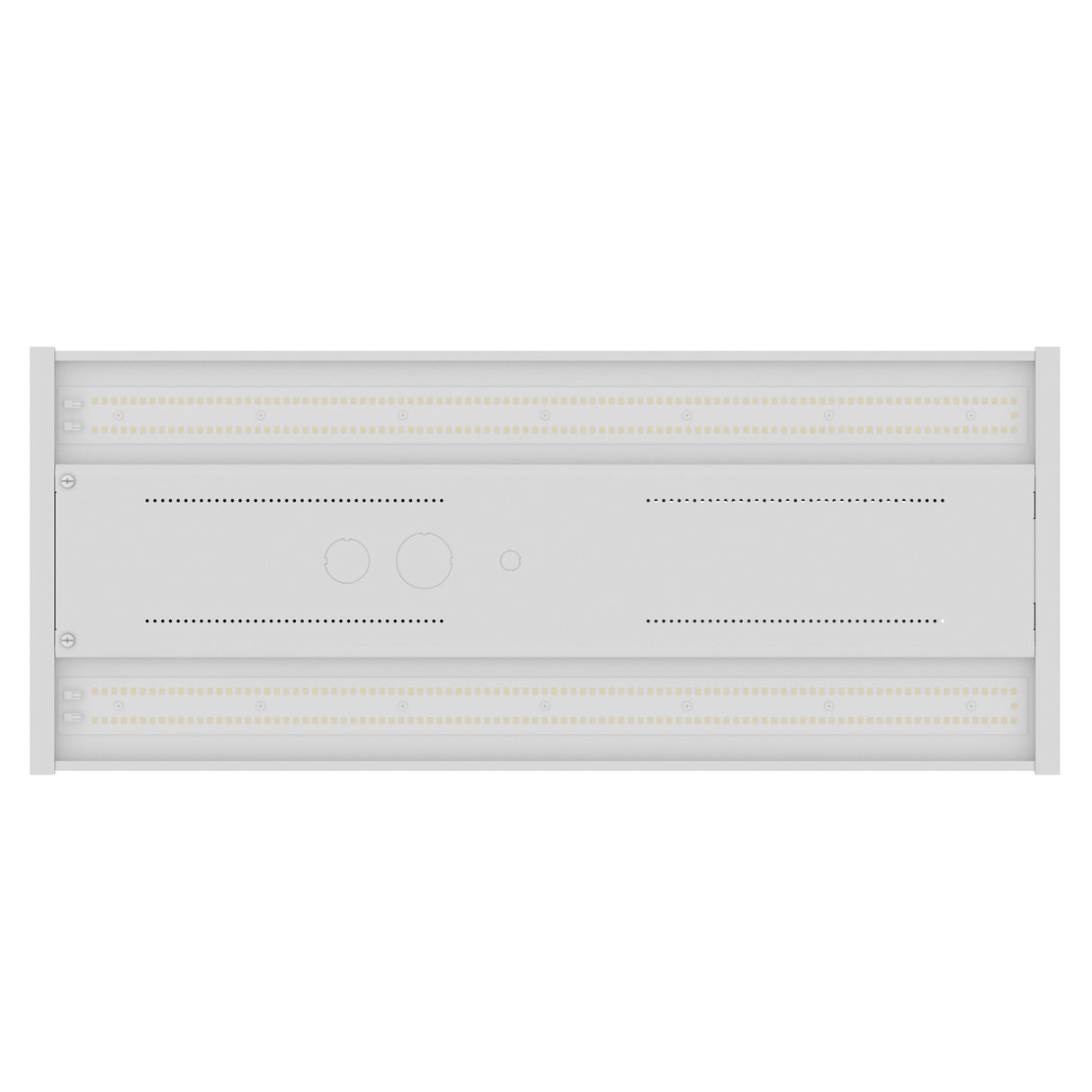 White Linear High Bay LED light fixture for commercial and warehouse lighting