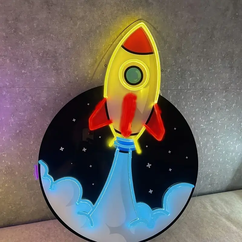 Rocket Planet UV Printed LED Neon Sign