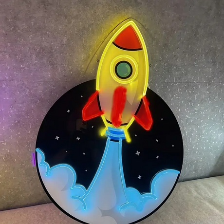 Rocket Planet UV Printed LED Neon Sign