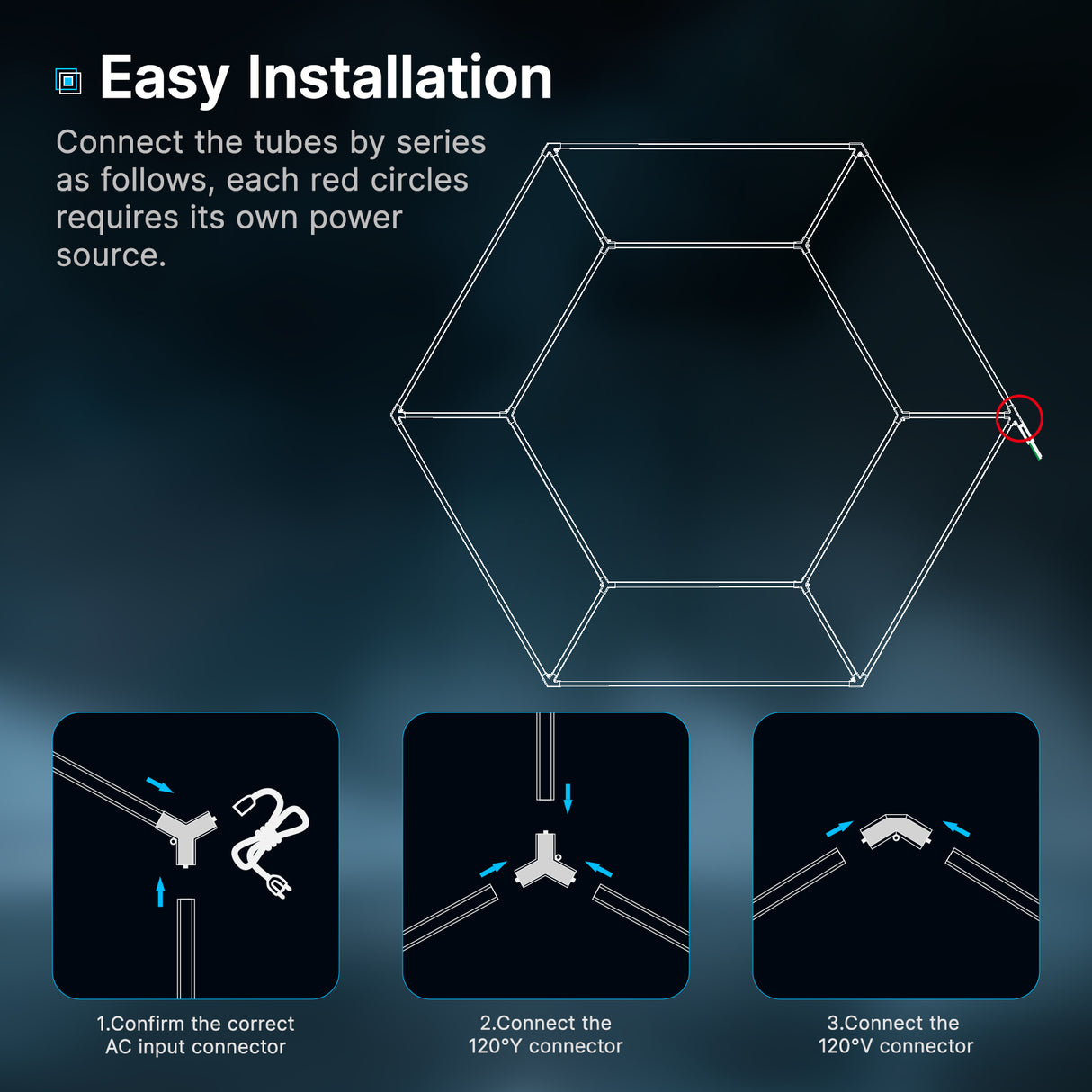 Diamond-pattern LED light installation