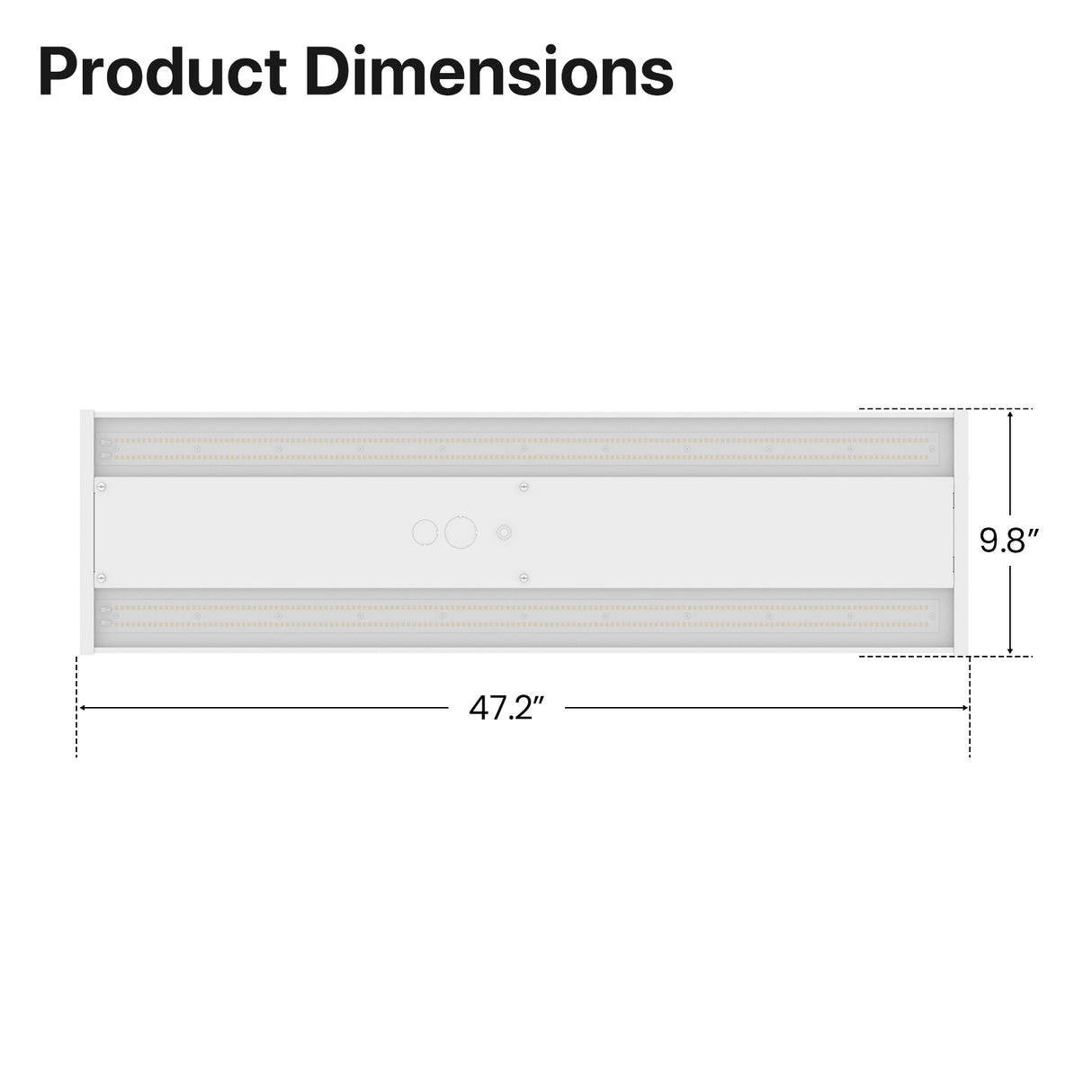 Linear High Bay LED Light Dimensions - 47.2" x 9.8"