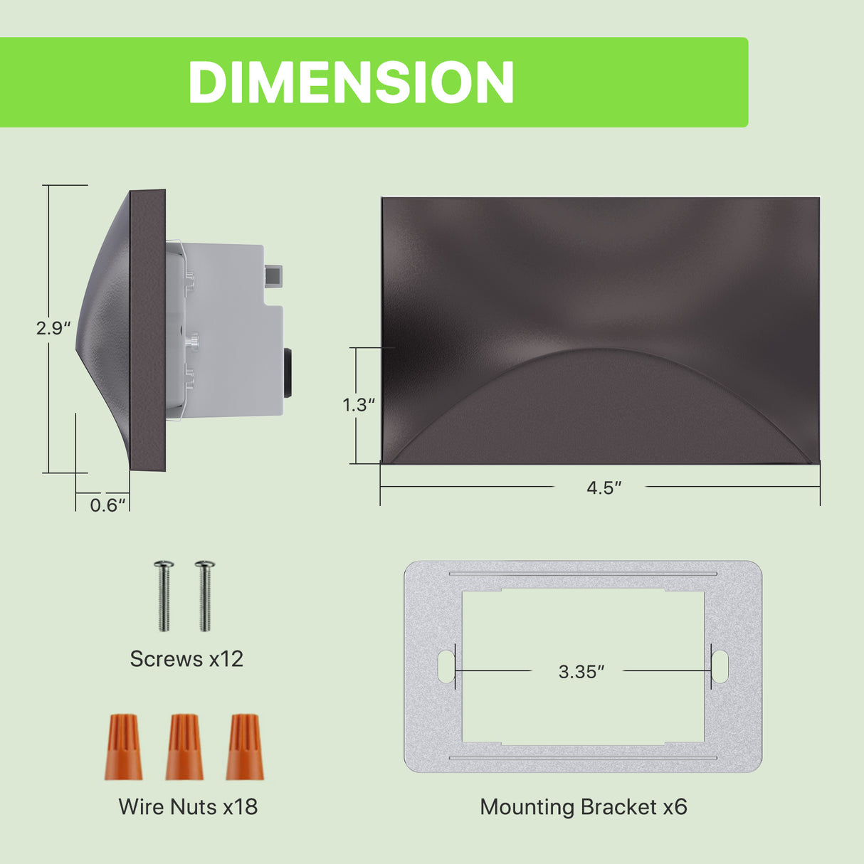 Glitgate 5CCT LED Step Light Dimensions and Installation Components