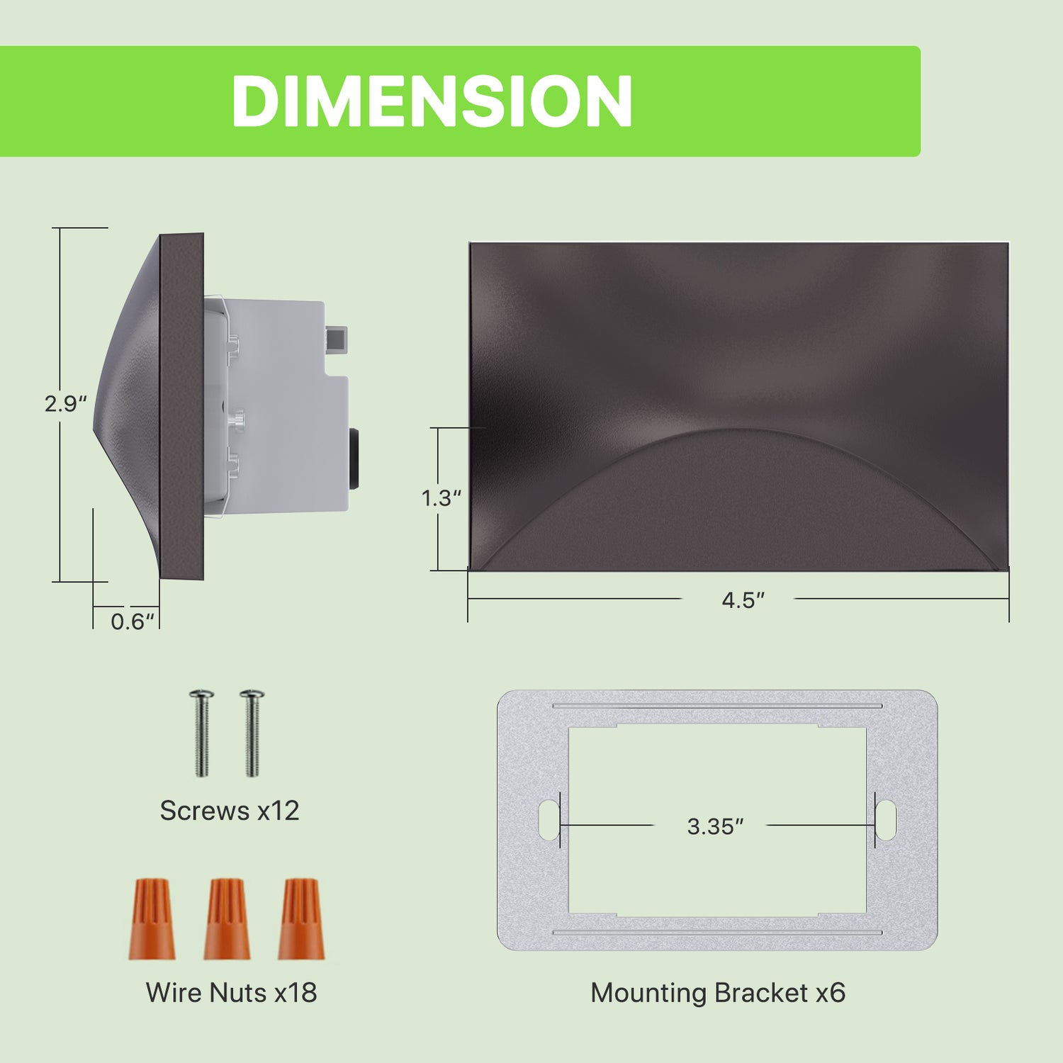 Glitgate 5CCT LED Step Light Dimensions and Installation Components