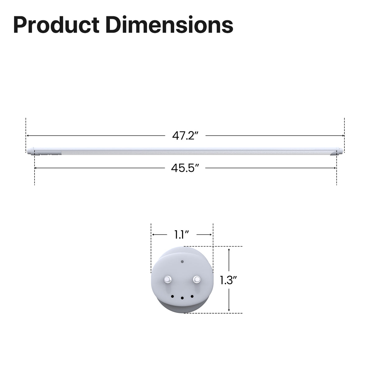 LED T8 Tube Light Dimensions - HPTB01 Series