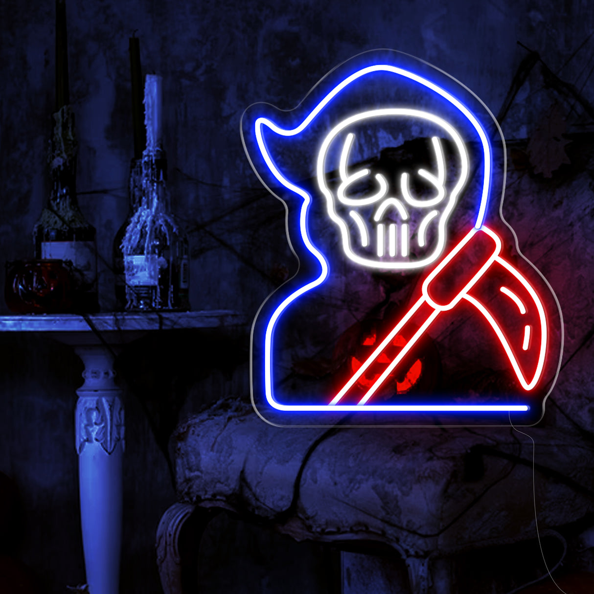 Grim Reaper neon sign for Halloween decor