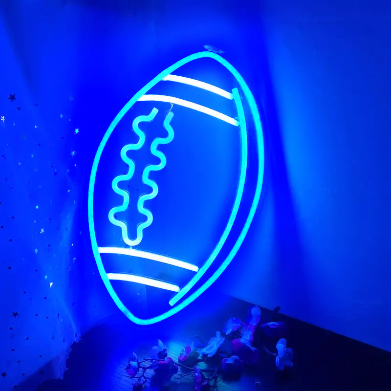 Blue neon rugby LED sign light