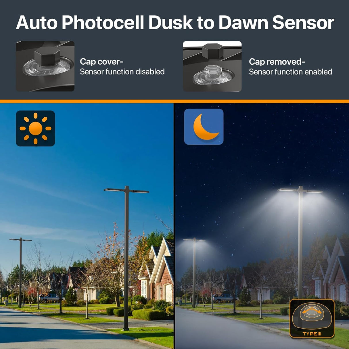 LED Parking Lot Light - Cobra Series, 60000lumens, 5000K, 100-277V, Dusk to Dawn