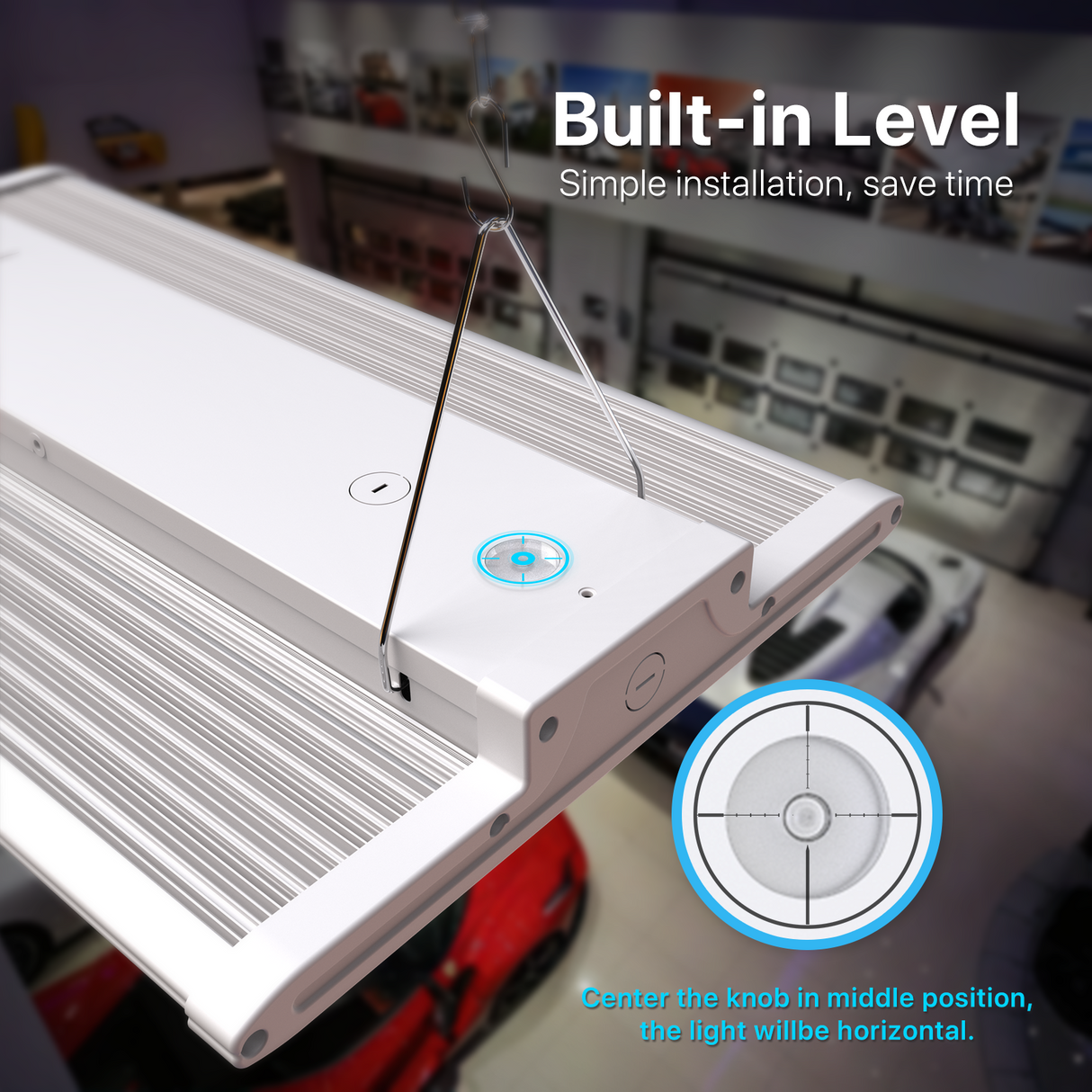 Hyperlite LED high bay light with built-in level