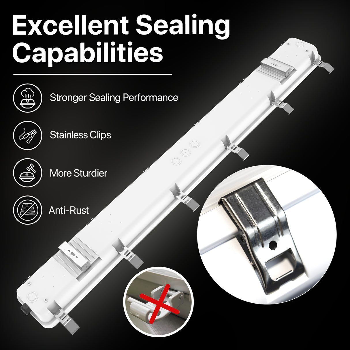 Hyperlite LED Vapor Tight Light - Excellent Sealing Capabilities