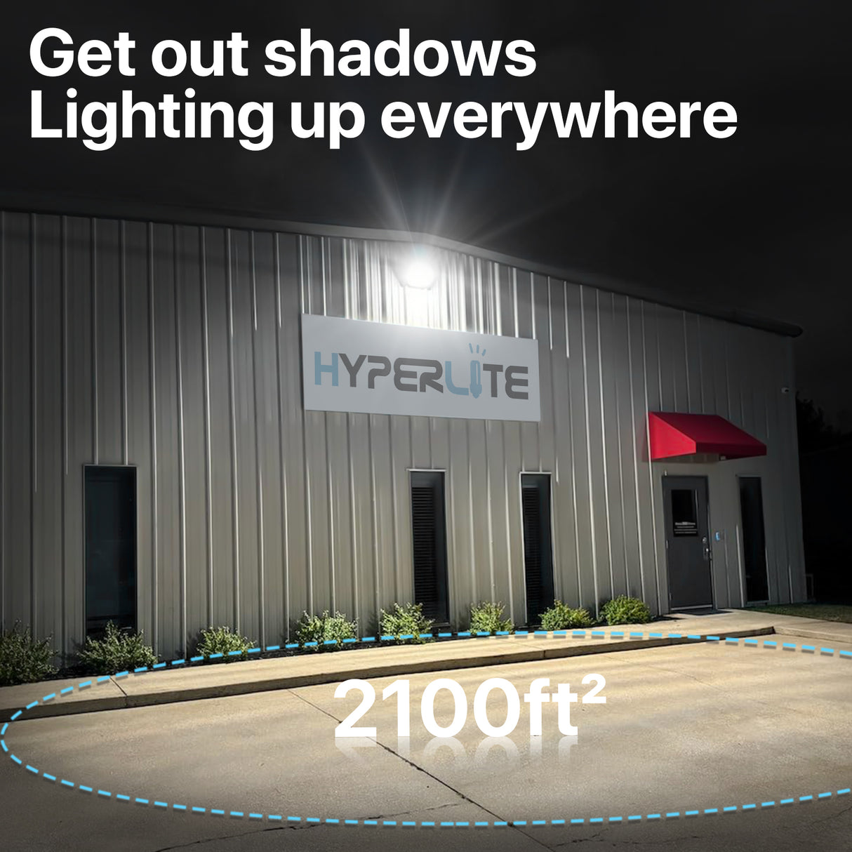 Hyperlite LED Wall Pack Light illuminates 2100 sq ft, get out shadows