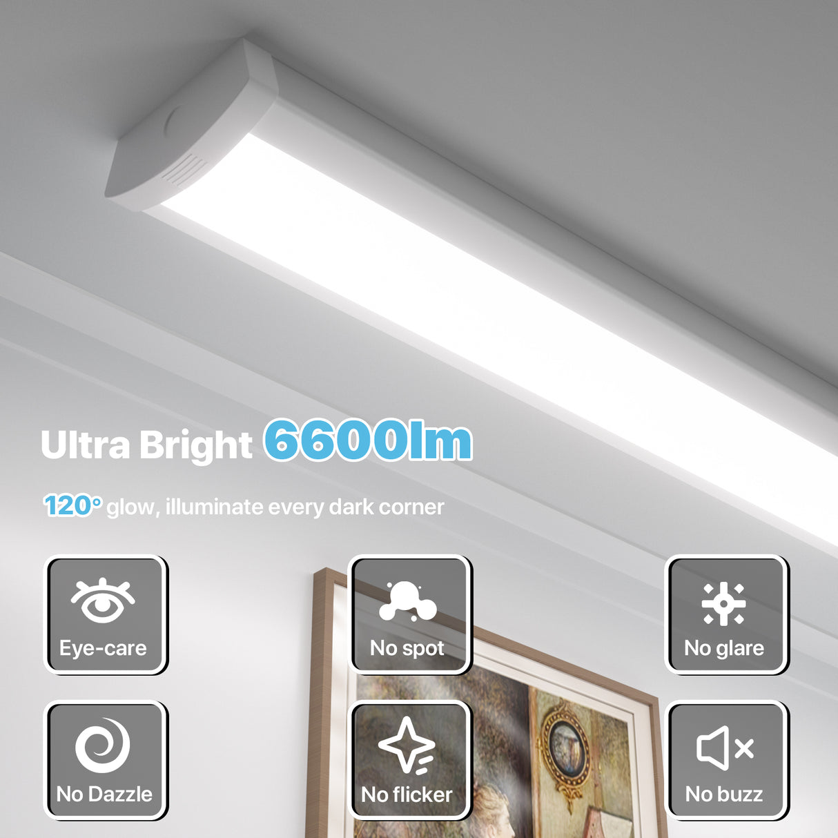 Bright 6600-lumen LED Wraparound Fixture - 4000K Neutral White