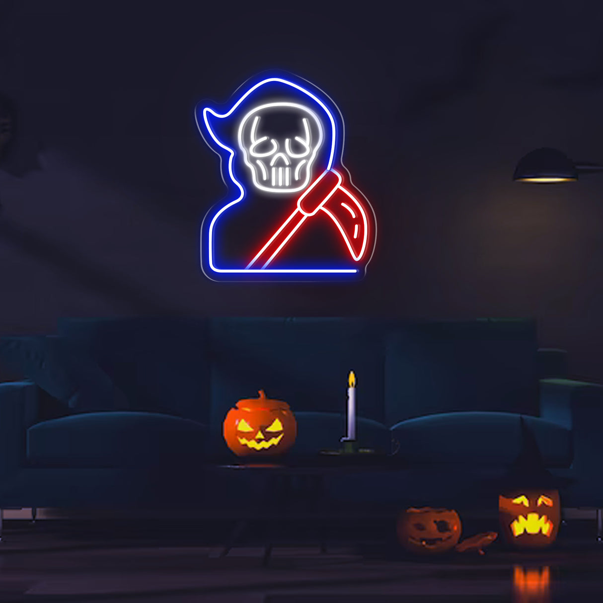 Grim LED Neon Sign Light - Halloween decor