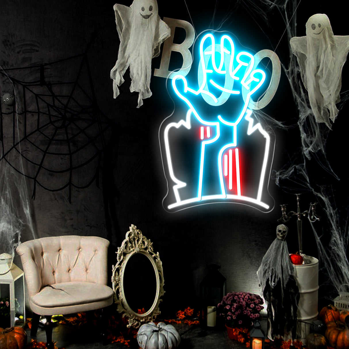 Halloween LED Neon Sign - Devil's Hand, Halloween decor