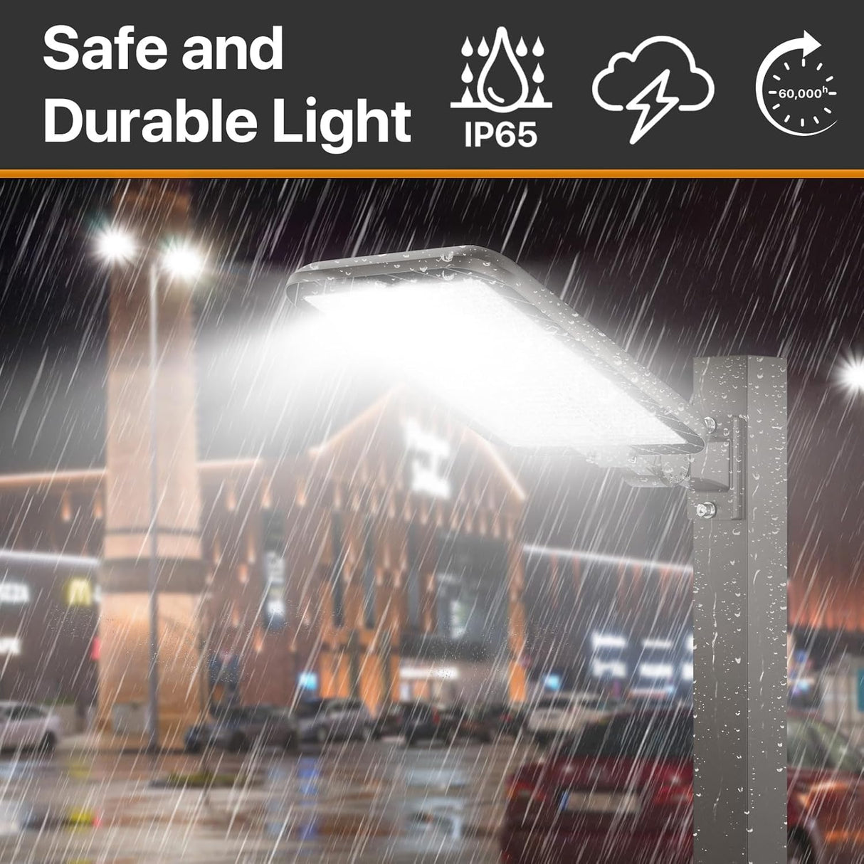 LED Parking Lot Light - Cobra Series, 60000lumens, 5000K, 100-277V, Dusk to Dawn