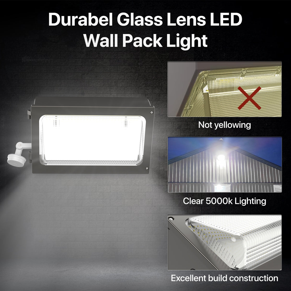LED wall pack light with clear 5000k lighting and excellent construction