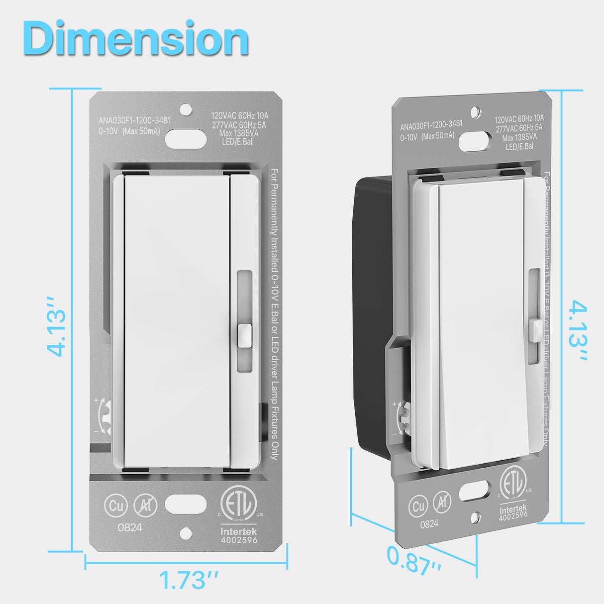 1-10V Dimmer Switch Dimensions and Specifications