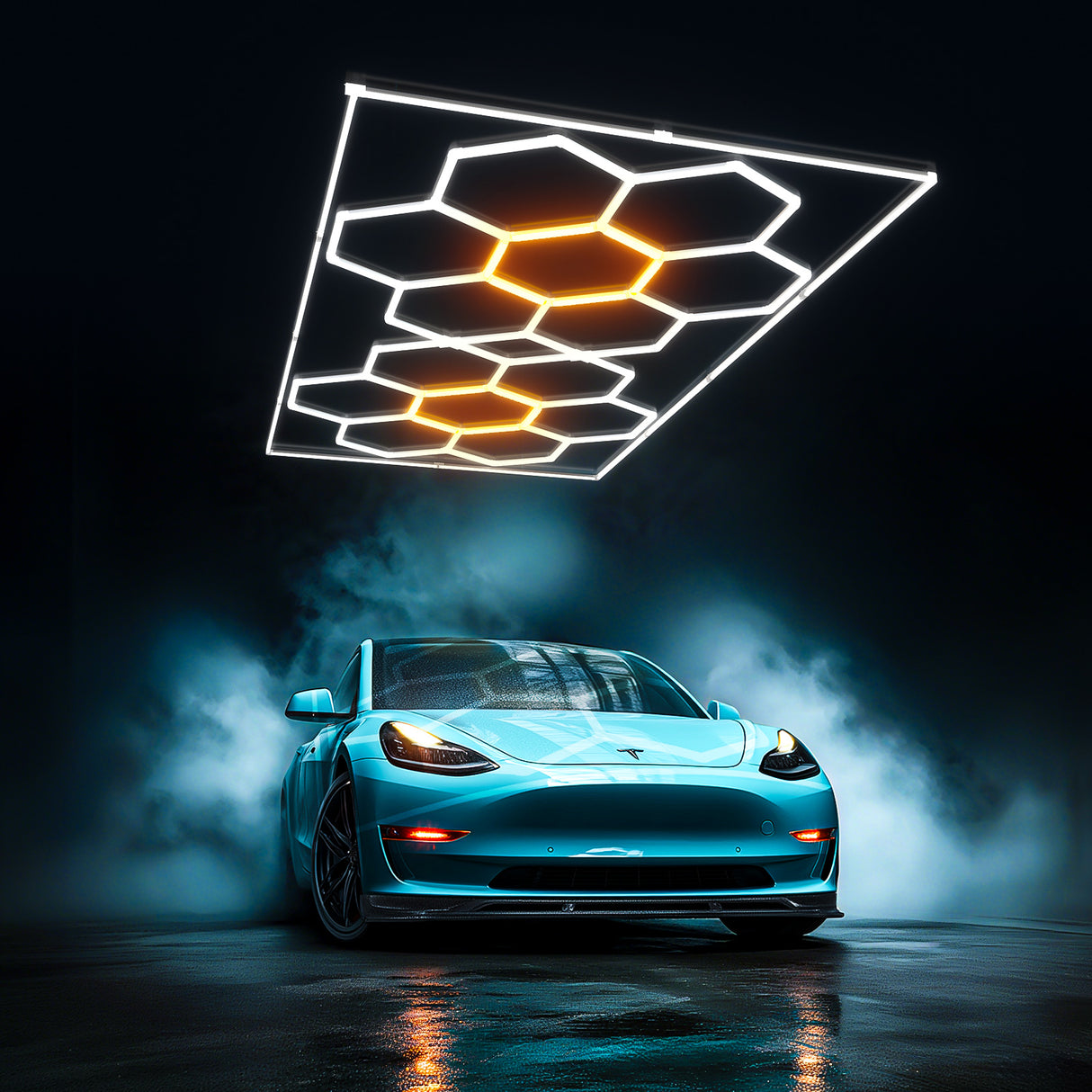 Hexagon LED lights with illuminated border