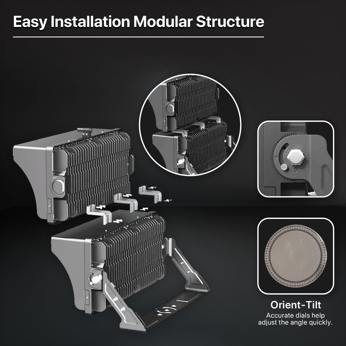 Hyperlite LED Stadium Light - Easy Installation, Orient-Tilt