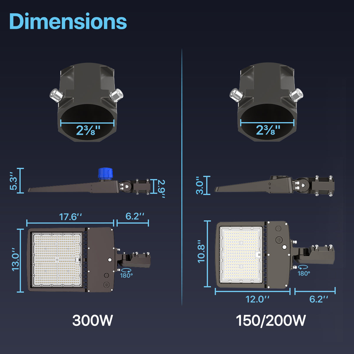 Hyperlite LED Parking Lot Light Dimensions
