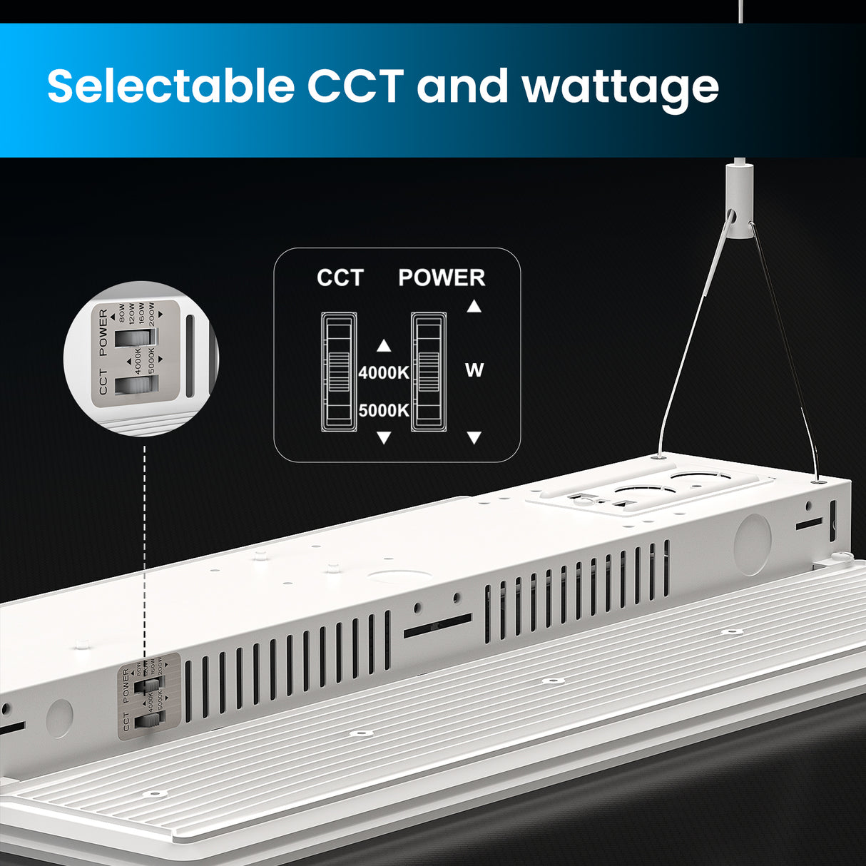Adjustable CCT & Wattage Linear LED Light