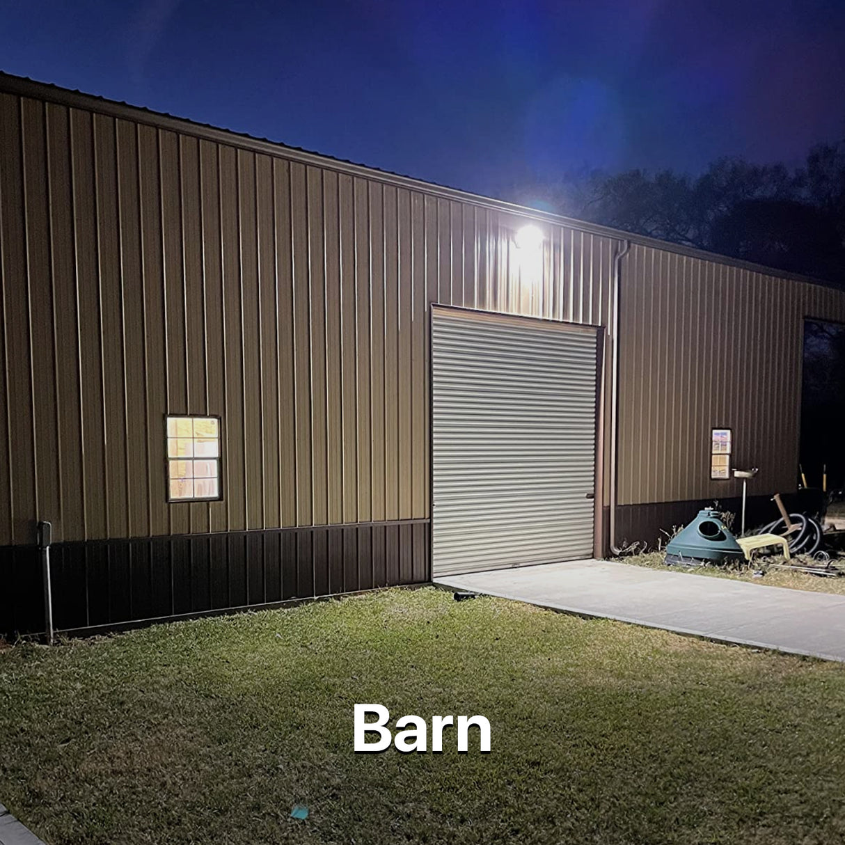 Barn illuminated by Hyperlite LED wall pack light