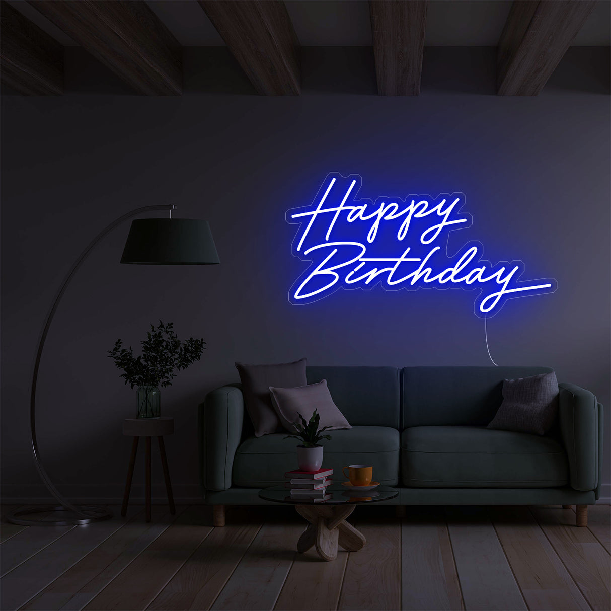 Blue LED Happy Birthday neon sign decor