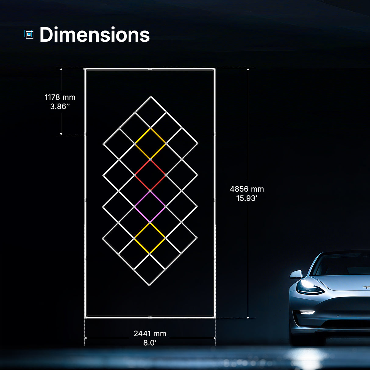 8x15ft framed hexagon light array