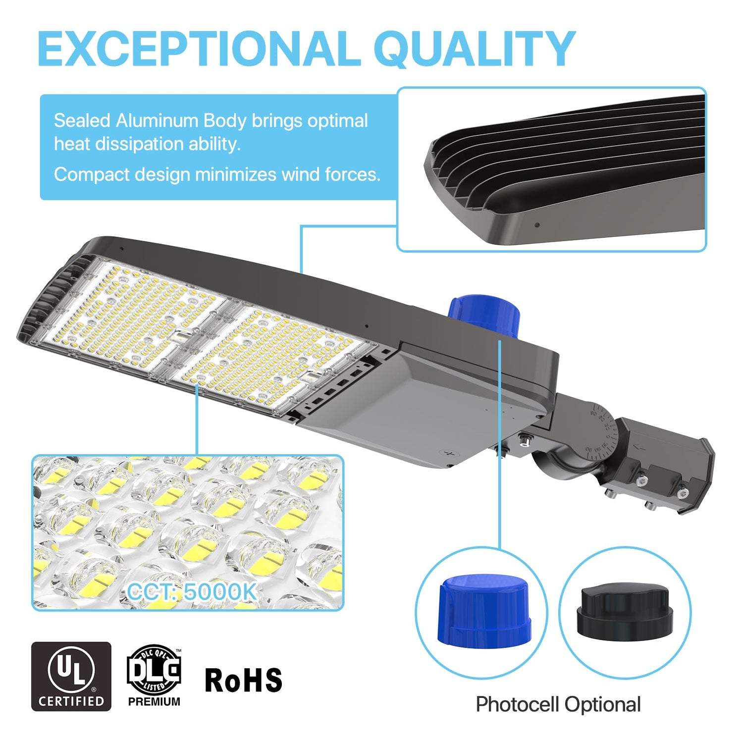 XALH Series LED parking lot light features and benefits.