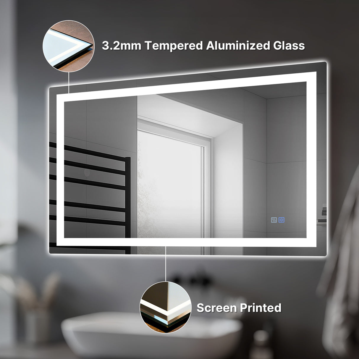 Bathroom mirror with LED lighting