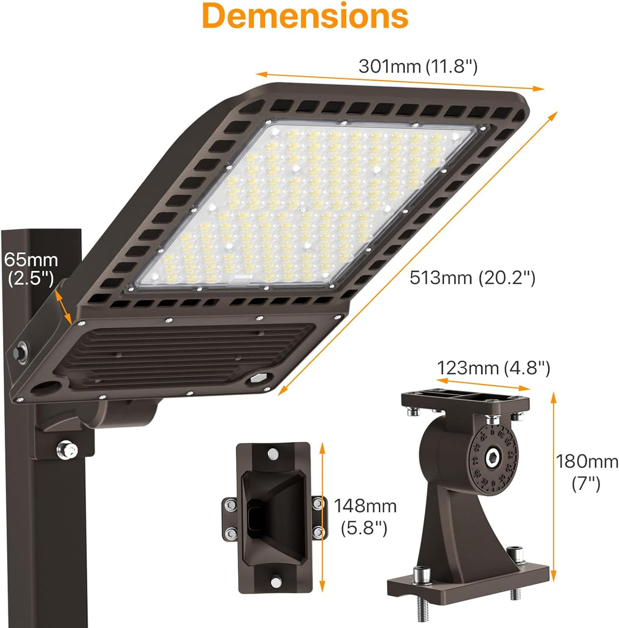 LED Parking Lot Light - Cobra Series, 60000lumens, 5000K, 100-277V, Dusk to Dawn, Commercial Lights for Stadium, Roadway