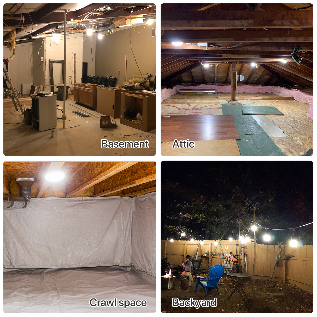 Hyperlite LED construction lights in various environments