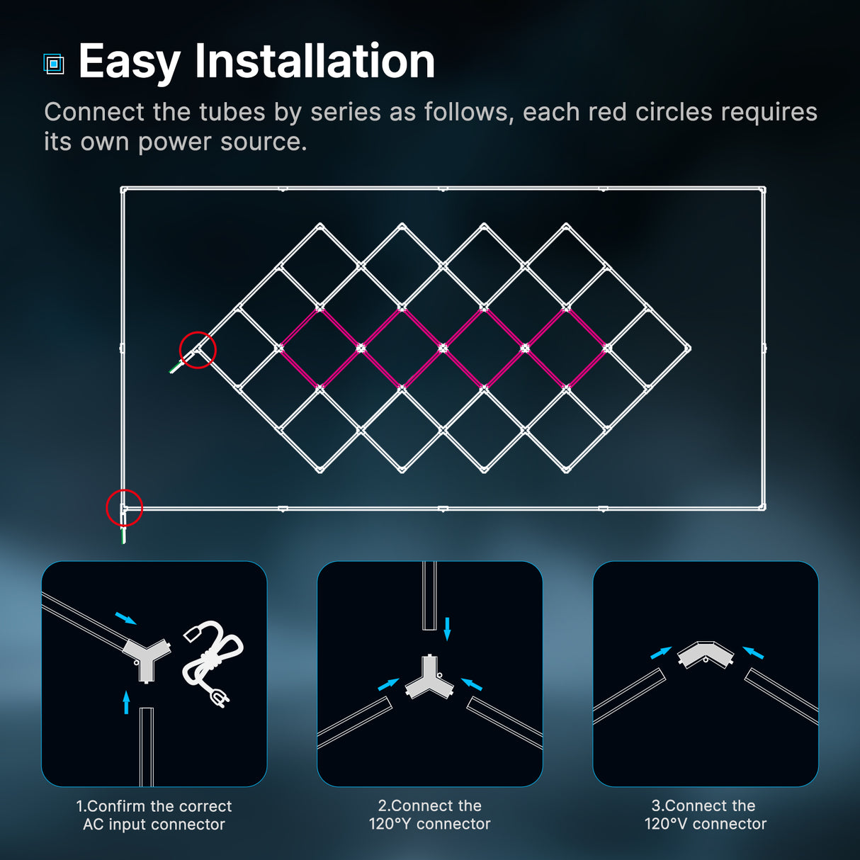 Creative space magenta light installation