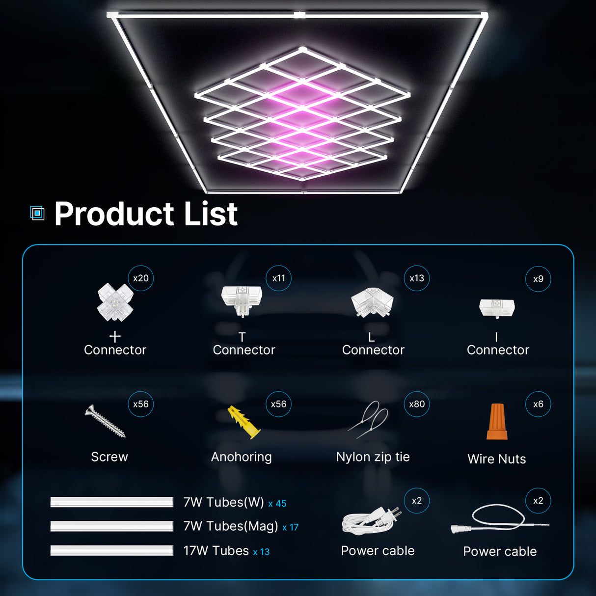 Hexagon garage lights