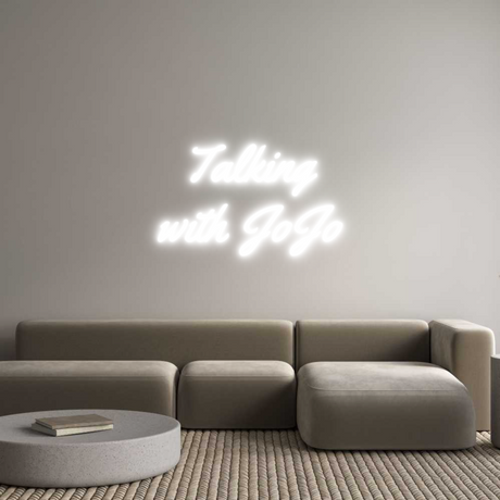 Custom neon sign "Talking with JoJo" illuminated on a wall