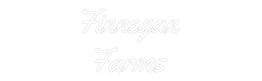 Finnegan Farms neon sign, custom lettering, indoor decor