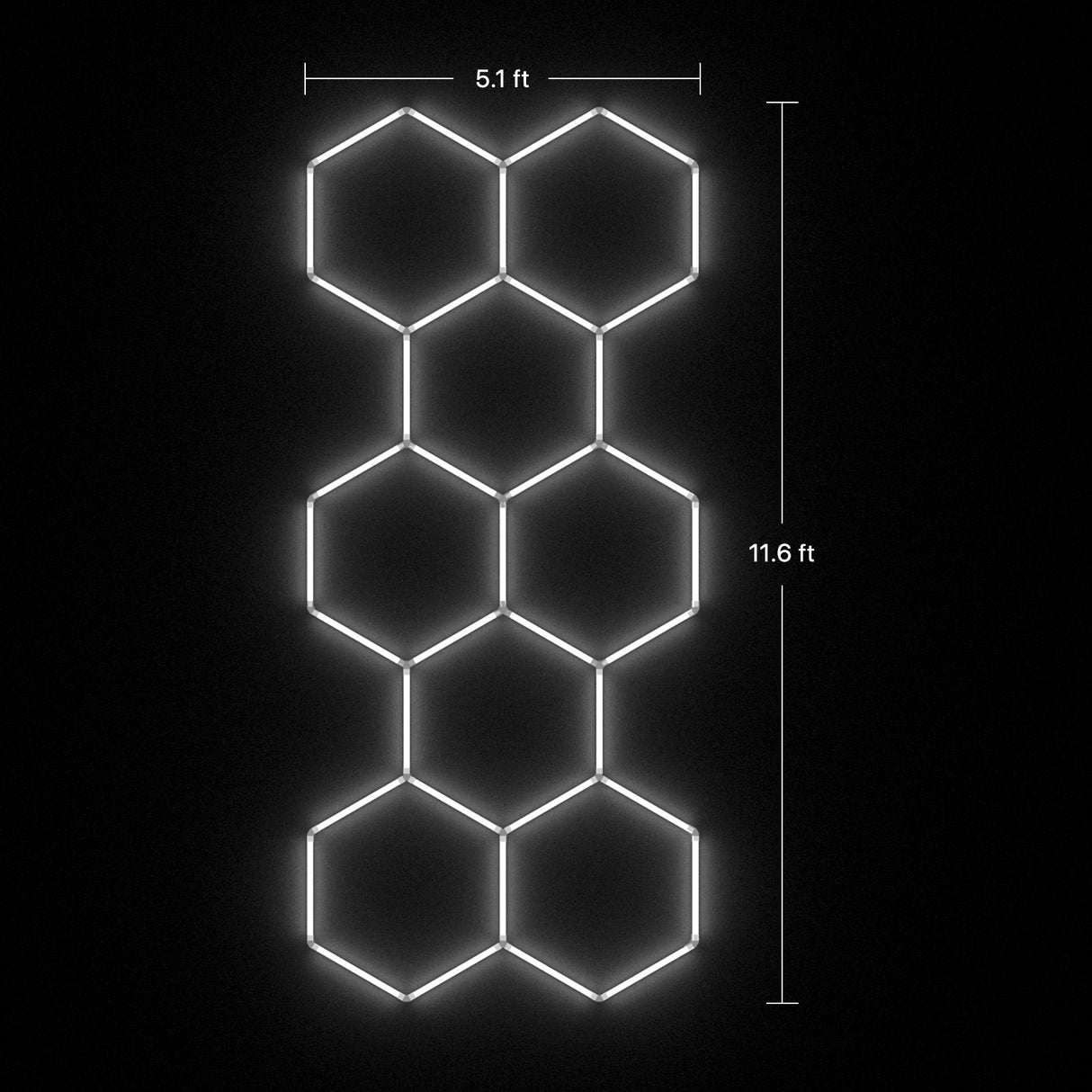 Hyperlite Hexagon Garage Lights - Grid Dimensions
