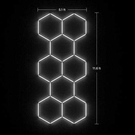Hyperlite Hexagon Garage Lights - Grid Dimensions