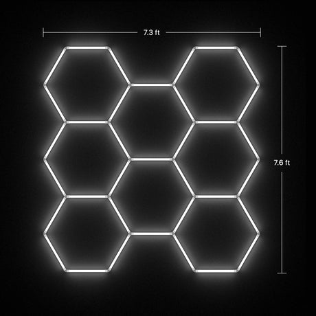 Hyperlite Hexagon Garage Lights Gen 2 - 9-grid - Dimensions