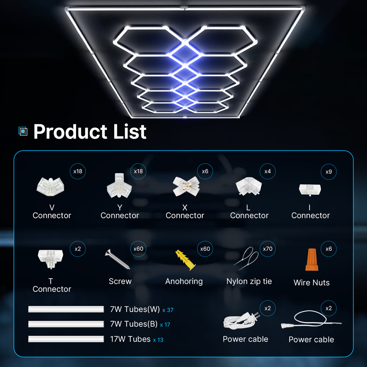 Hex garage LED lights