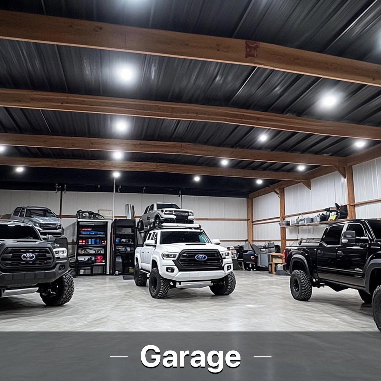 Garage illuminated by HYPERLITE LED High Bay Lights