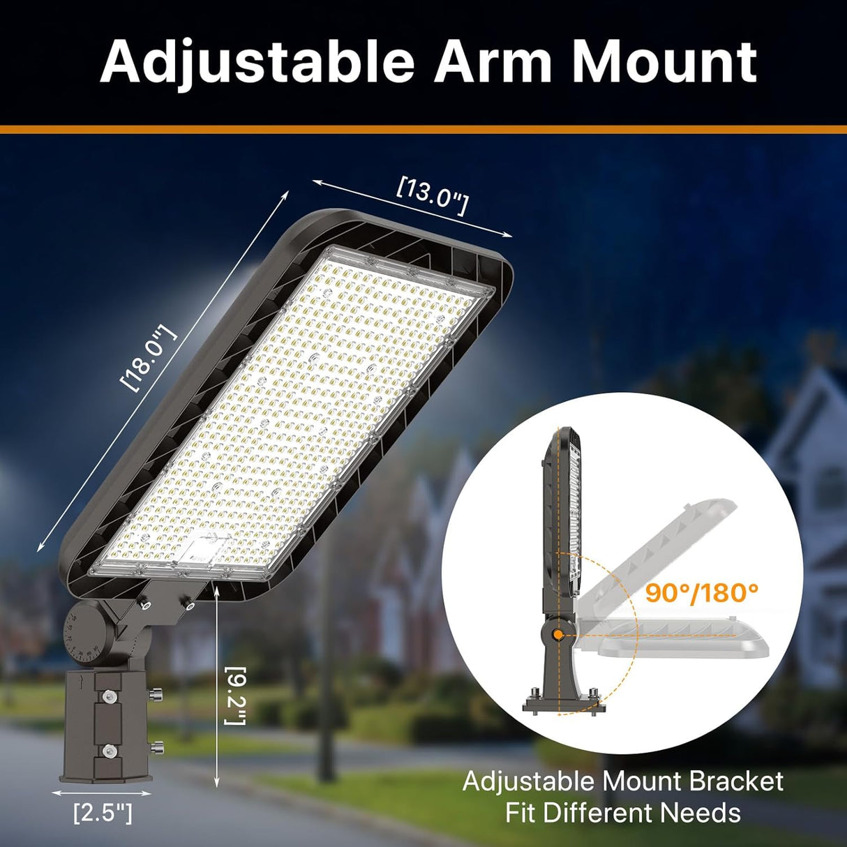 LED Parking Lot Light - Cobra Series, 60000lumens, 5000K, 100-277V, Dusk to Dawn