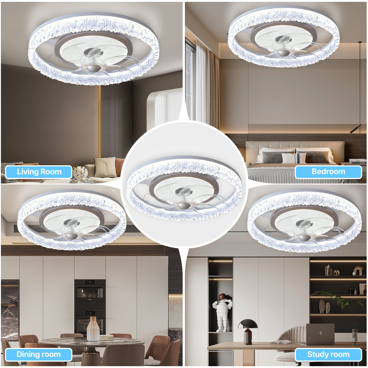 Flush-Mount LED Ceiling Fan with Light – Remote, 3-Color CCT, 6 Speeds