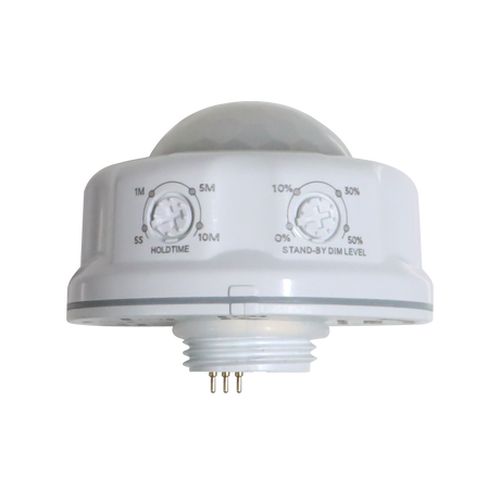 PIR sensor HBF Series for LED high bay with adjustable settings.