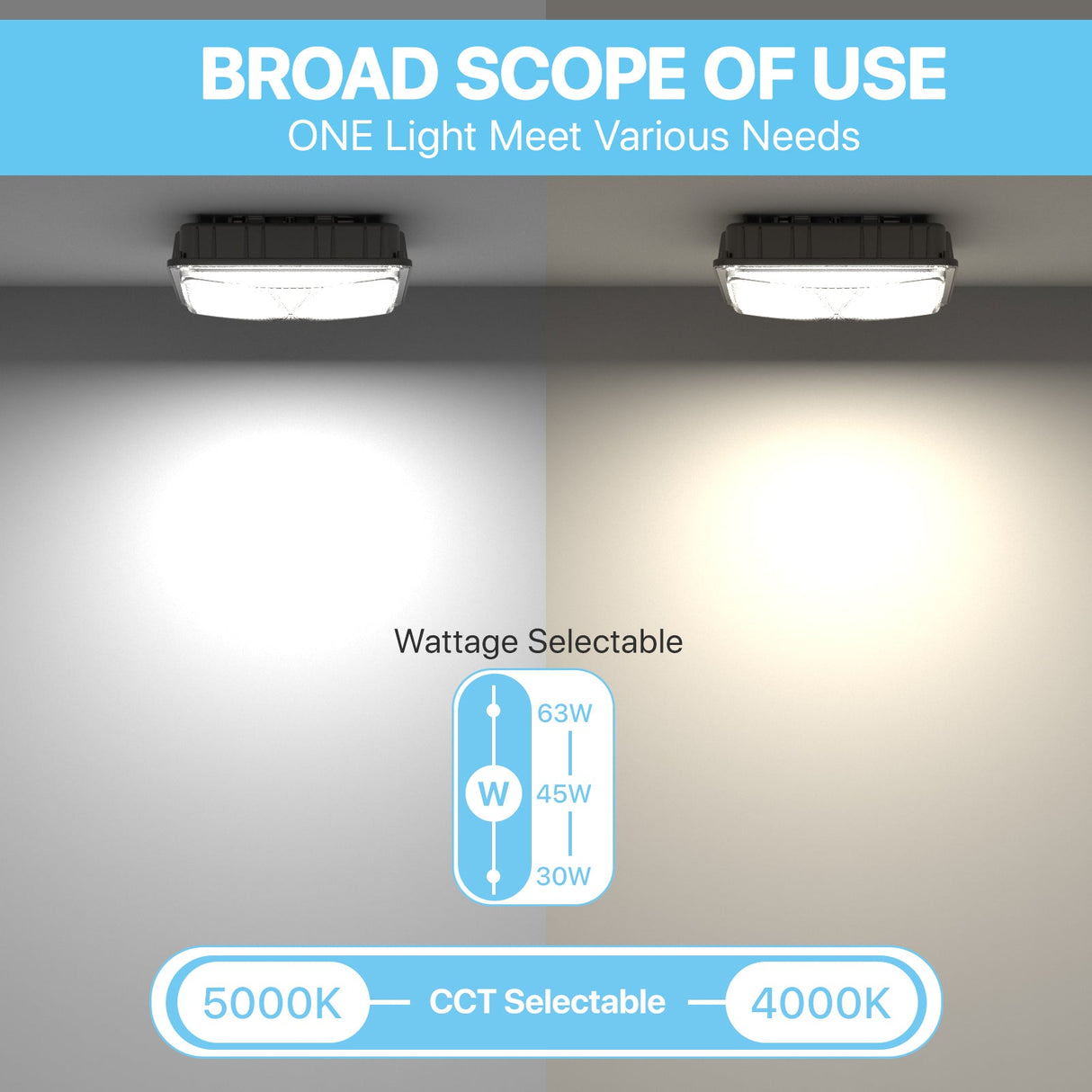 CPA Series LED Canopy Lights - Wattage & CCT Selectable