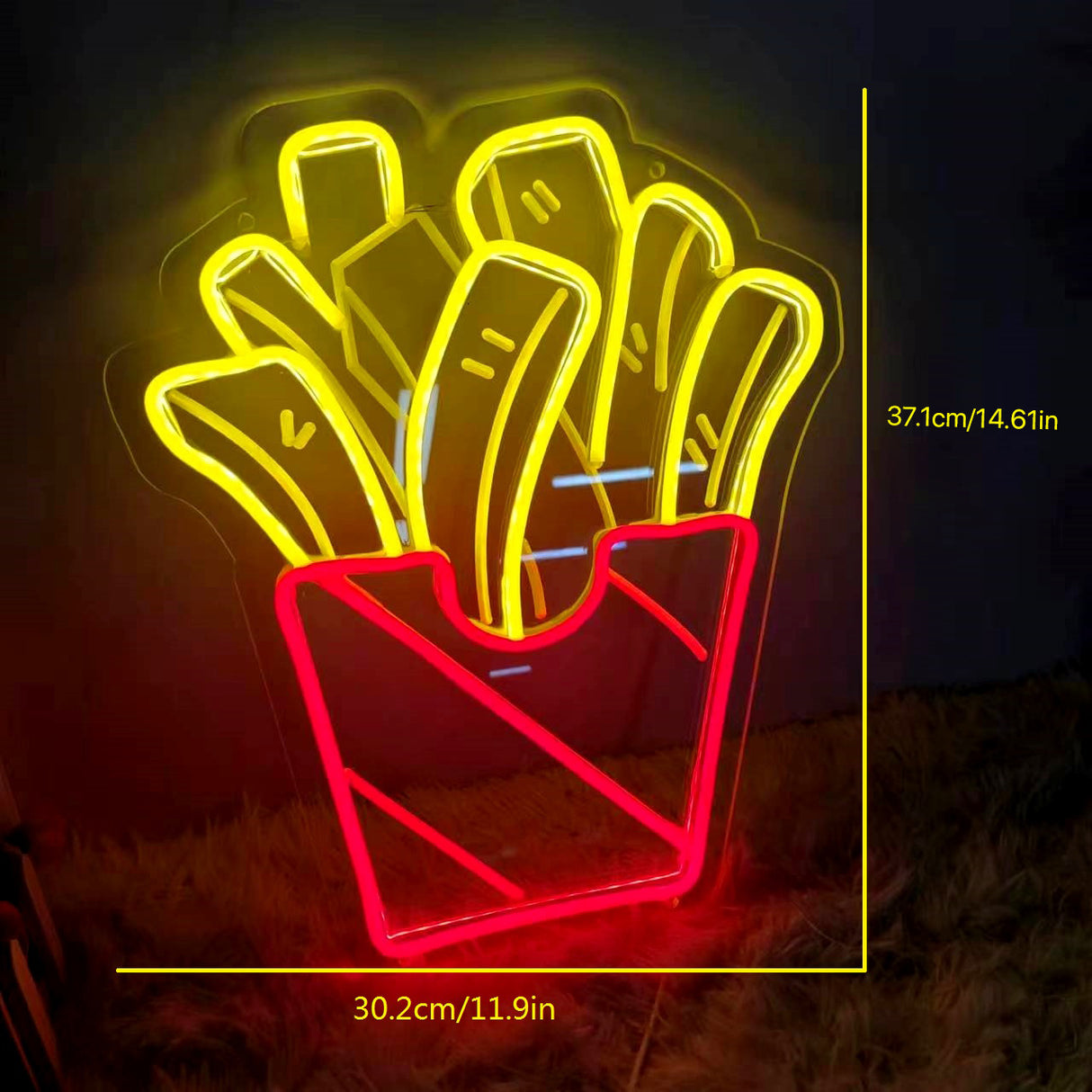 Neon French Fry Sign - Restaurant Decor