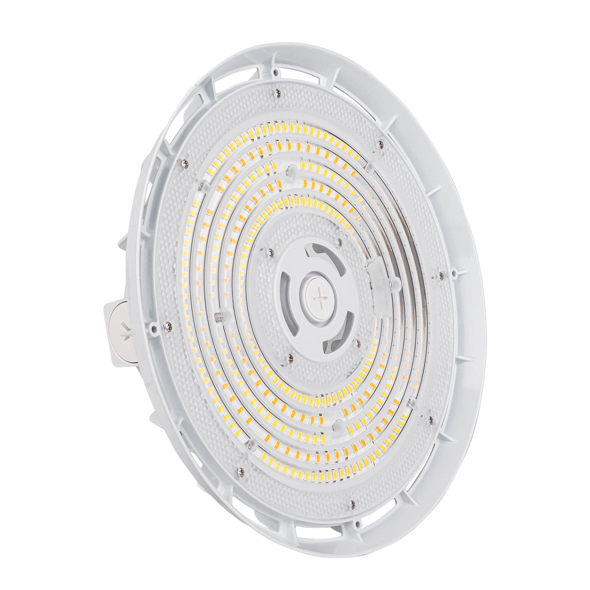 HBG-W-150W-200W white LED UFO high bay light angled view